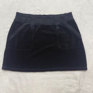 Vintage Juicy Couture Black Velour Cargo Skirt Size P Medium Back Pockets